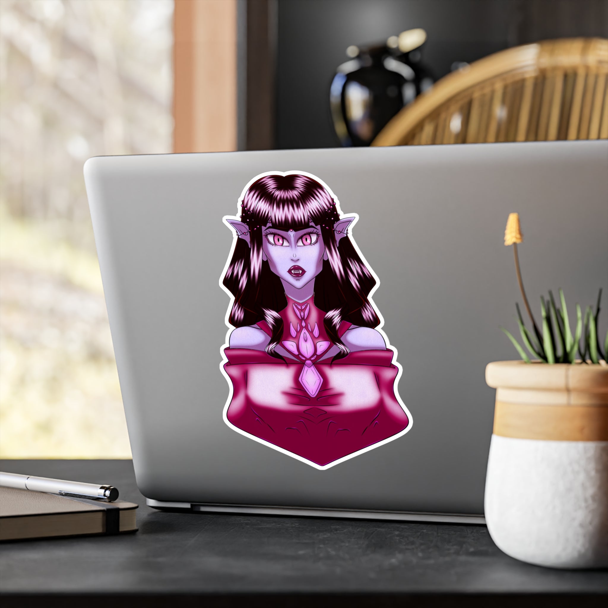 Glamouröser Vampir-Aufkleber – Gothic-Fantasy-Vinylsticker für Laptop, Flasche & Halloween