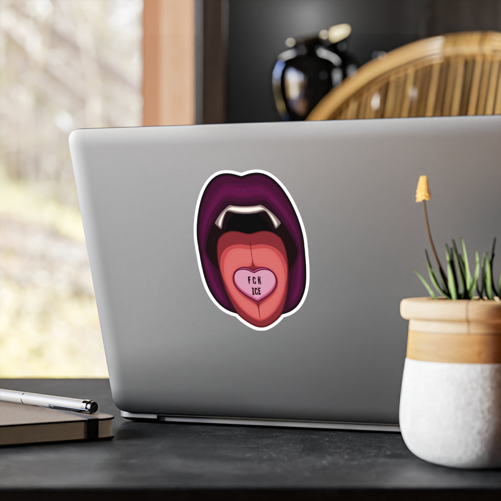 Vampire Lips Aufkleber – 'FCK ICE' Herz Candy Vinyl Kiss-Cut Aufkleber