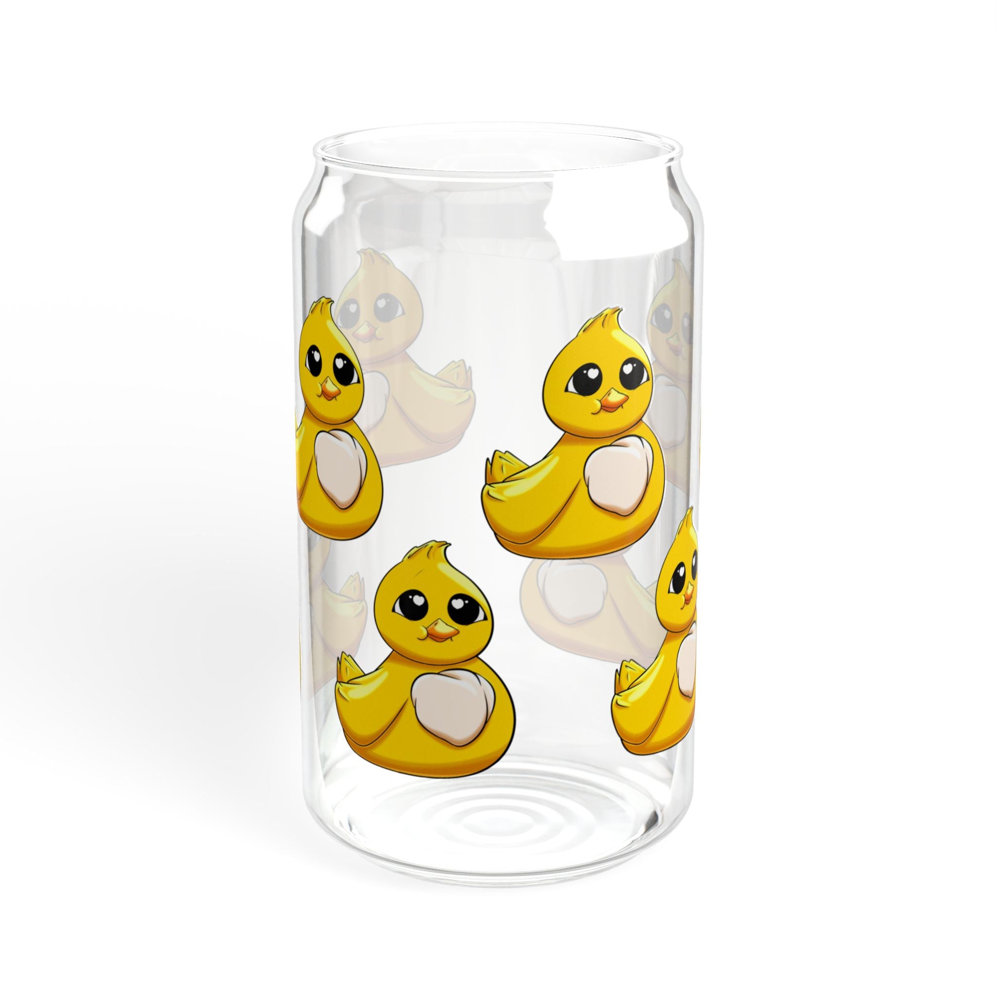 Cute Duck Decorated Sipper Glass, 16oz Water Bottle, Fun Drinkware for Kids, Summer Parties, Unique Gift Idea, Eco-Friendly Straw