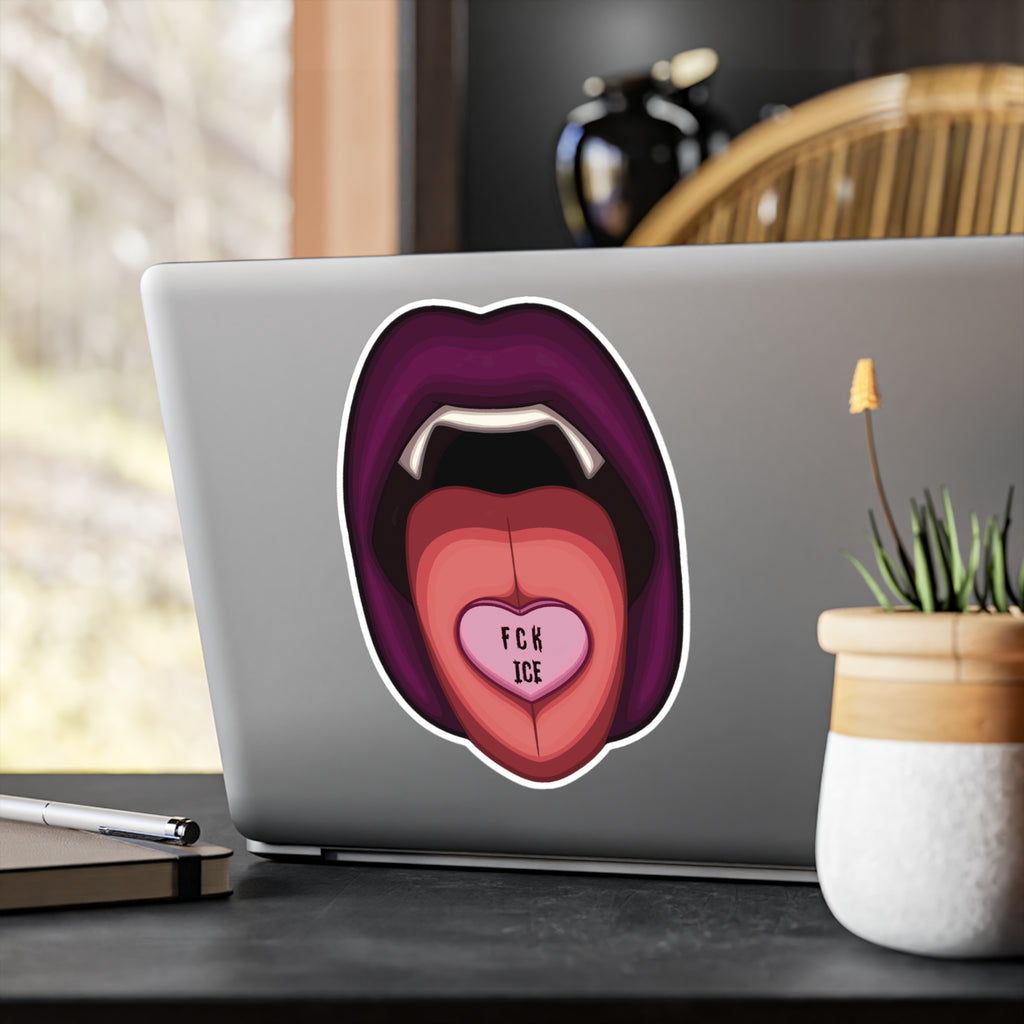 Vampire Lips Aufkleber – 'FCK ICE' Herz Candy Vinyl Kiss-Cut Aufkleber
