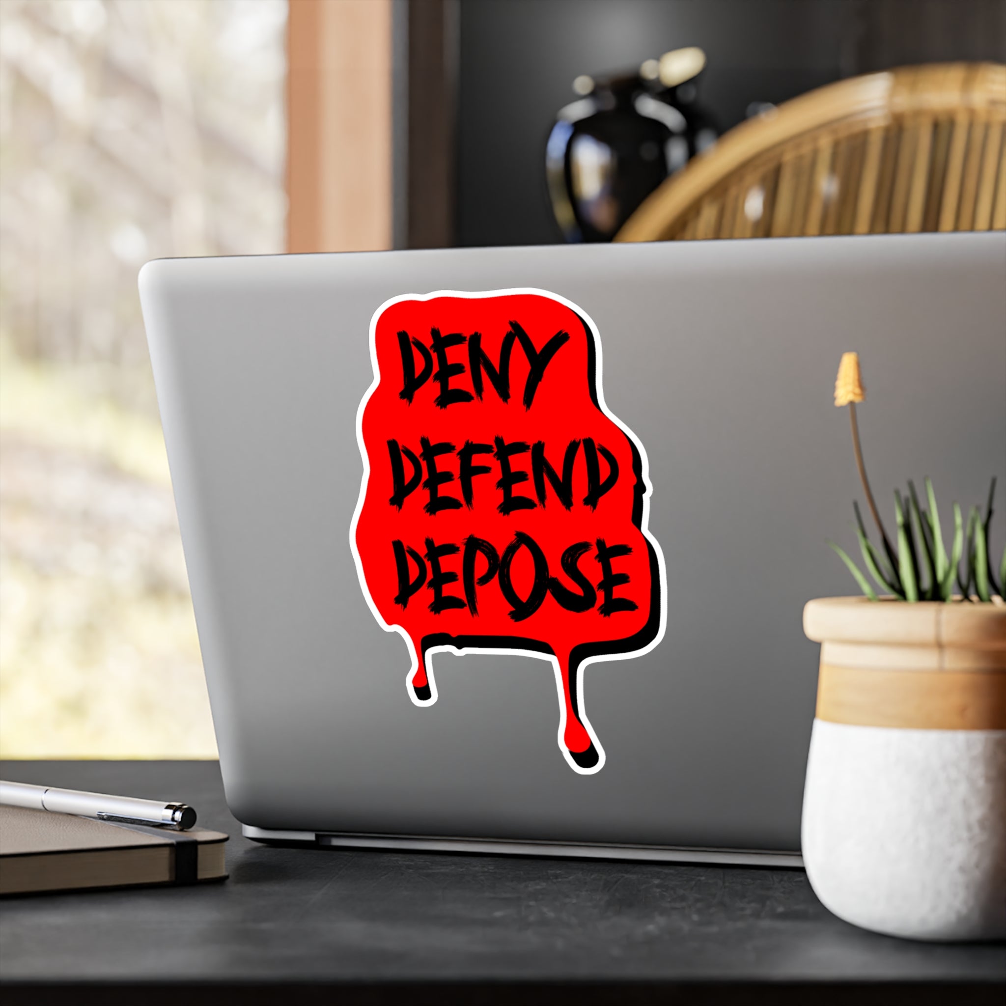 Deny Defend Depose Sticker | Statement Vinyl‑Aufkleber (matt)