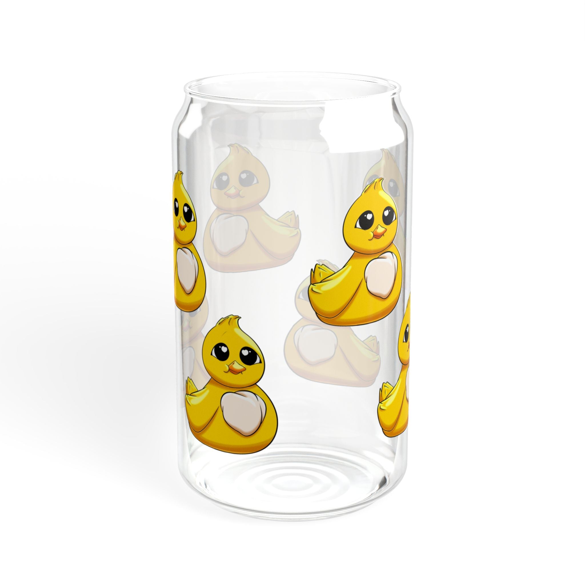 Cute Duck Decorated Sipper Glass, 16oz Water Bottle, Fun Drinkware for Kids, Summer Parties, Unique Gift Idea, Eco-Friendly Straw