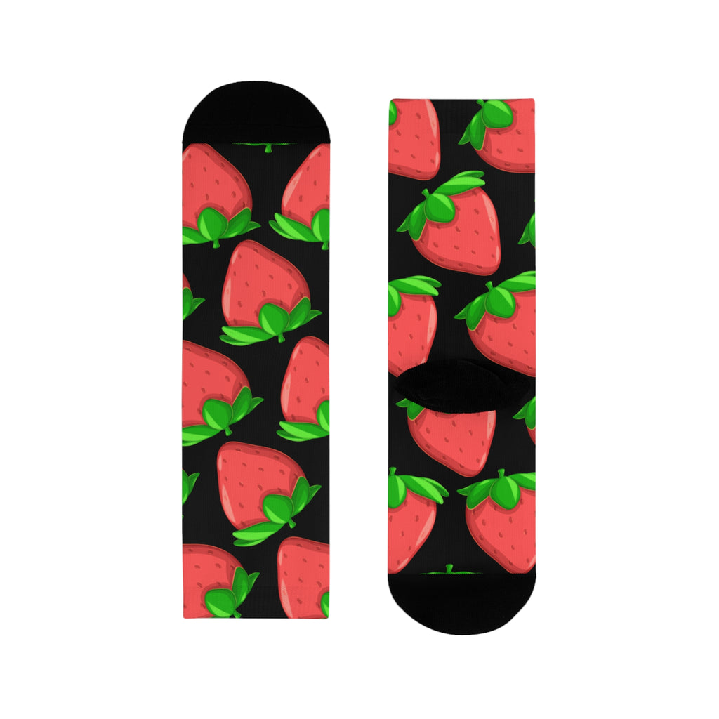 Whimsical Strawberry Crew Socks - Fun Gift for Food Lovers, Summer BBQ, Gardening, Cozy Homewear, Unique Stocking Stuffers