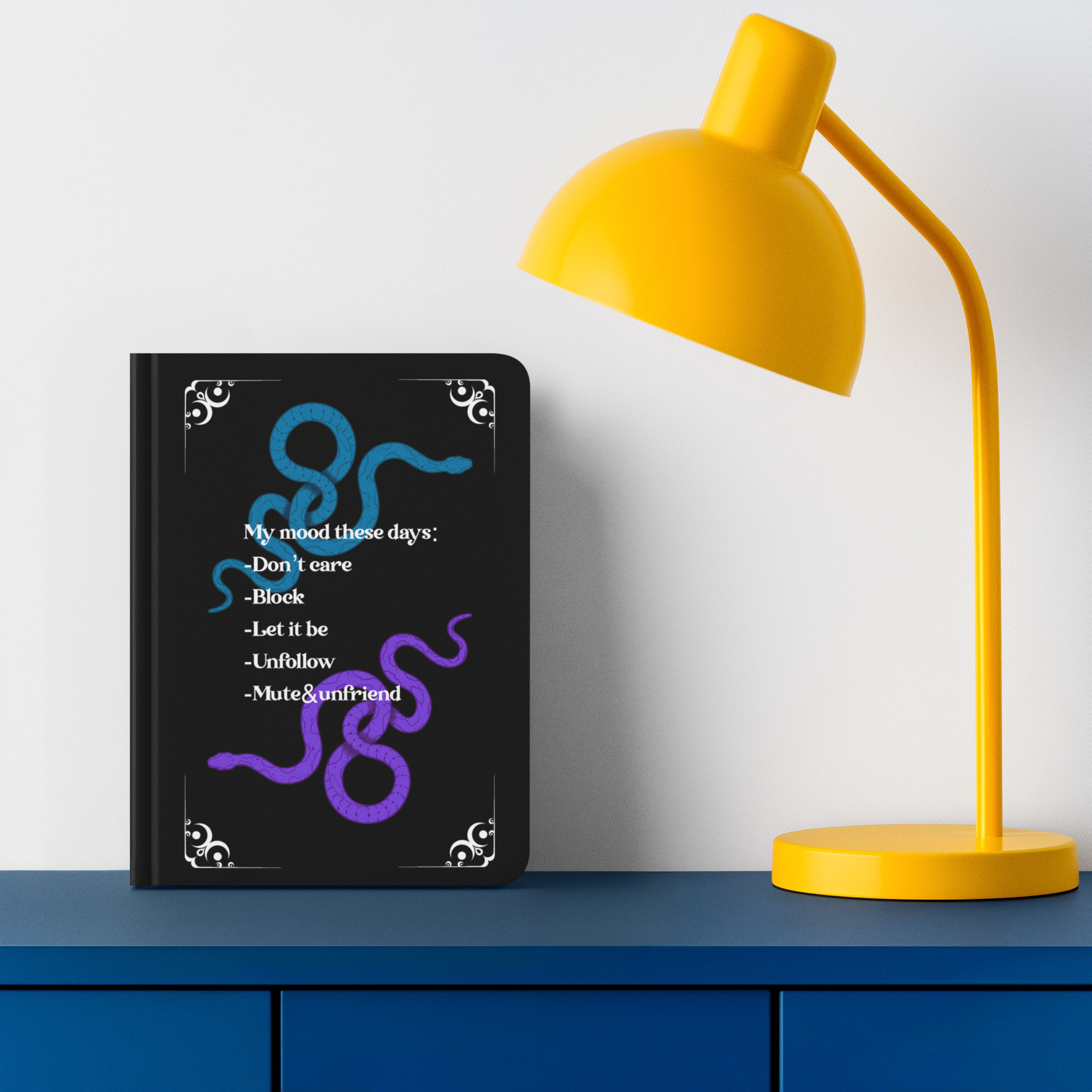 Schlangen Mood Hardcover Journal – Blaue & Violette Reflexionen