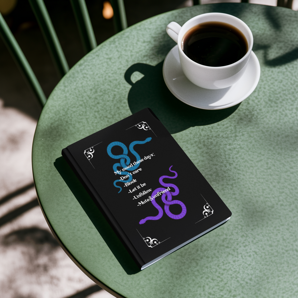 Schlangen Mood Hardcover Journal – Blaue & Violette Reflexionen