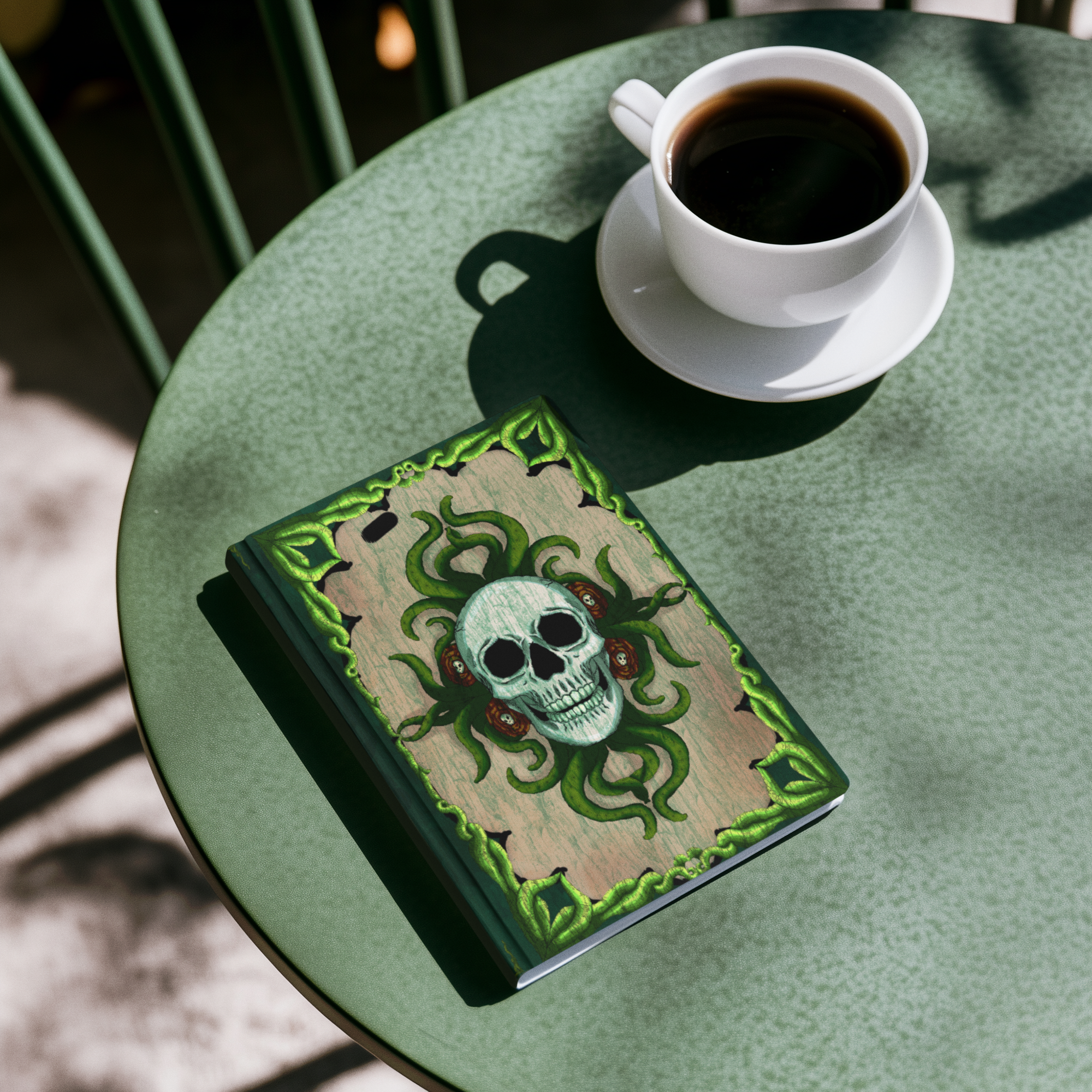 Grünes Horror-Skull Hardcover Journal – Raum für dunkle Neugier