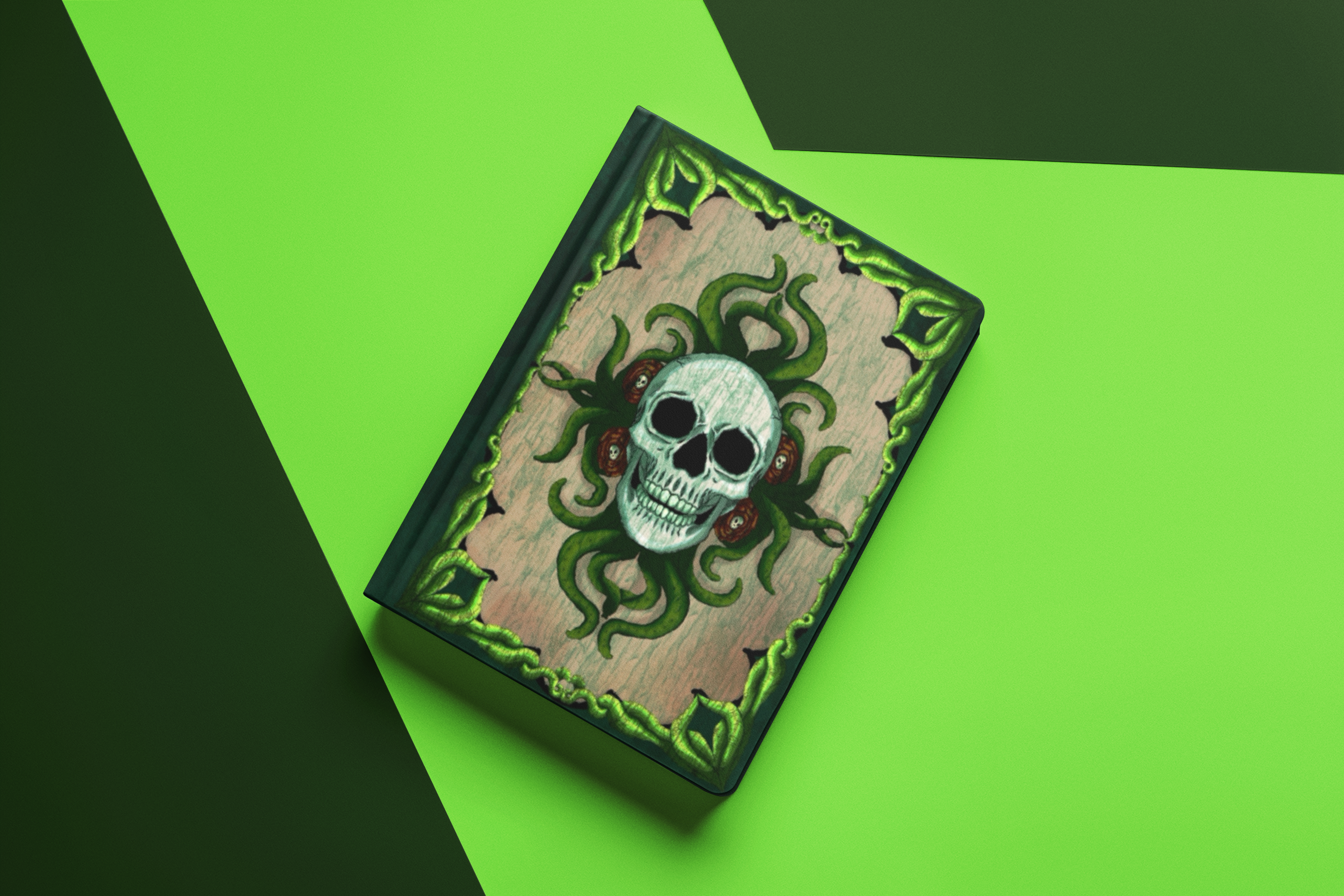 Grünes Horror-Skull Hardcover Journal – Raum für dunkle Neugier