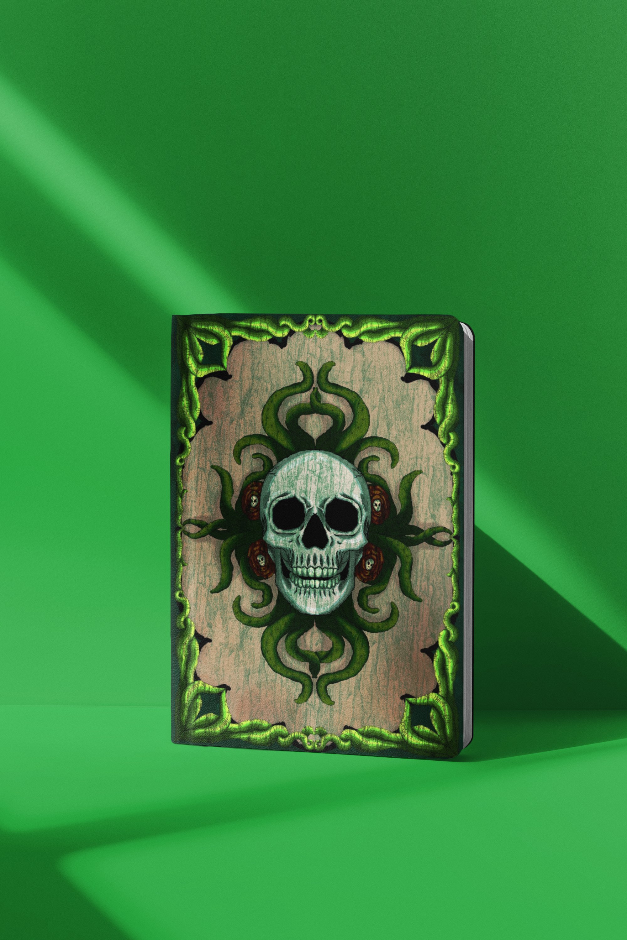 Grünes Horror-Skull Hardcover Journal – Raum für dunkle Neugier