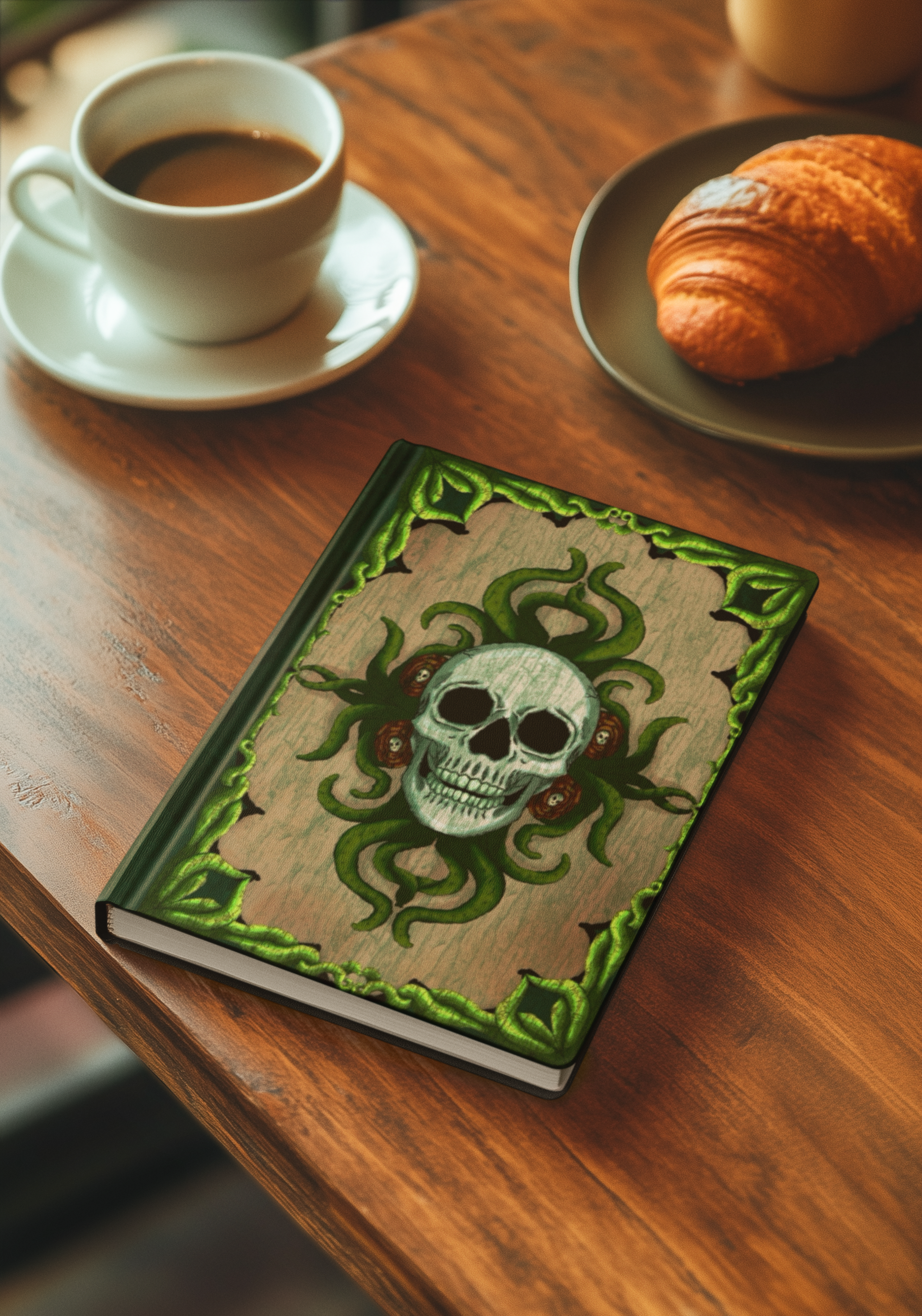 Grünes Horror-Skull Hardcover Journal – Raum für dunkle Neugier