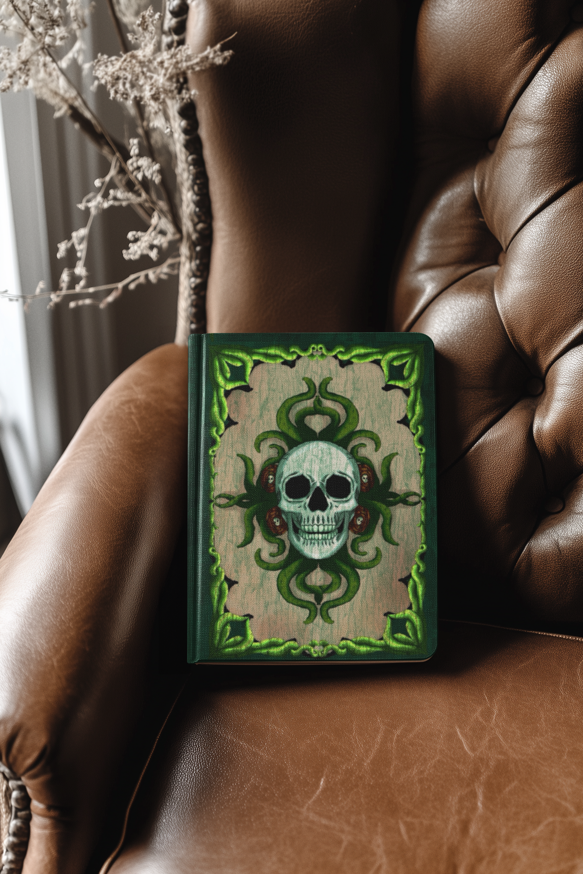 Grünes Horror-Skull Hardcover Journal – Raum für dunkle Neugier