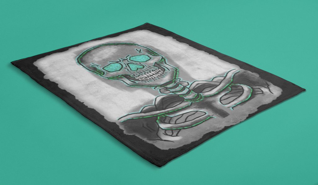 Gespenstische Skelett-Plüschdecke | Weiche Halloween-Decke für Herbst & Wohnzimmer