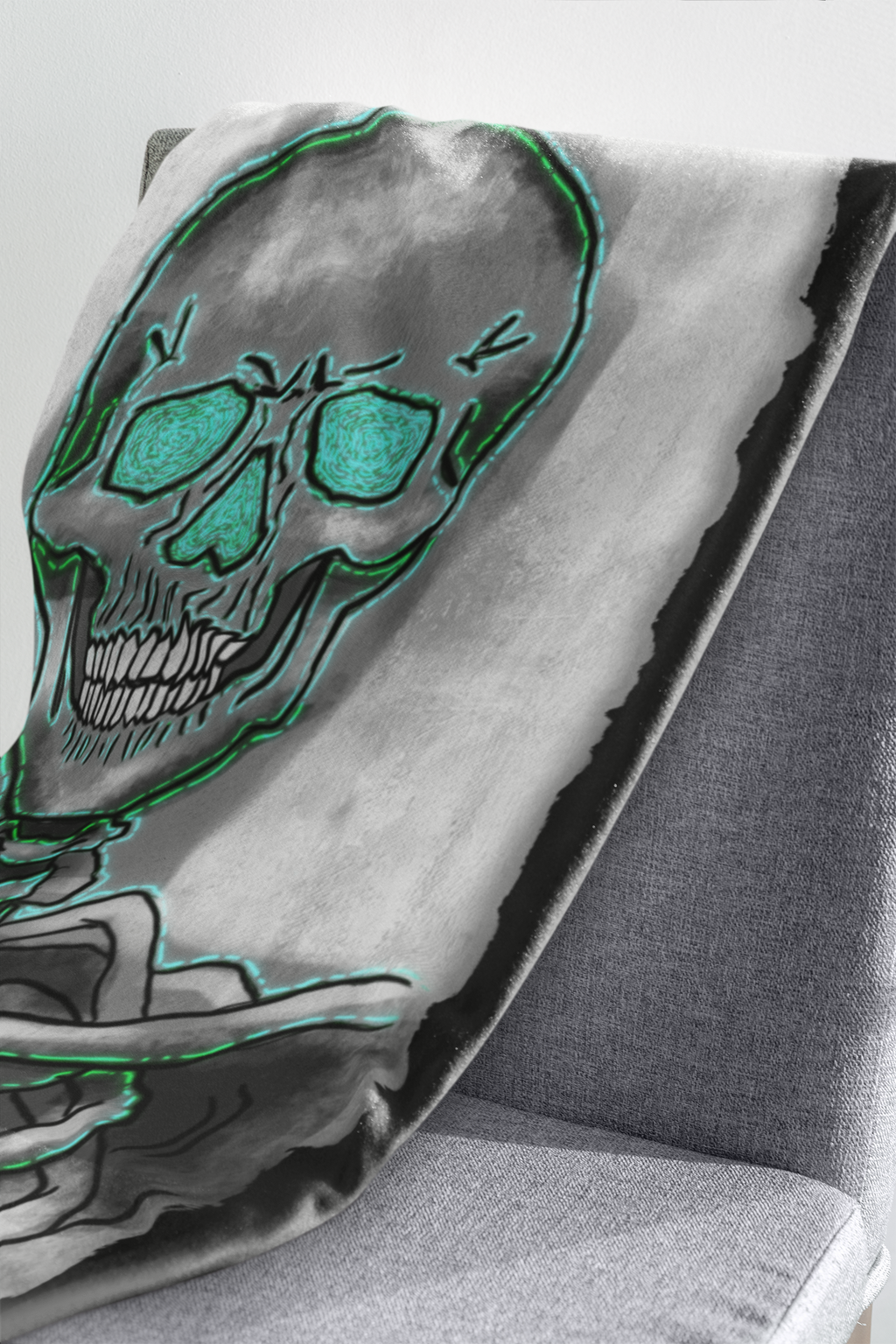 Gespenstische Skelett-Plüschdecke | Weiche Halloween-Decke für Herbst & Wohnzimmer