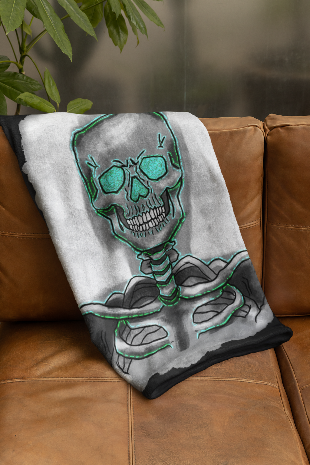 Gespenstische Skelett-Plüschdecke | Weiche Halloween-Decke für Herbst & Wohnzimmer