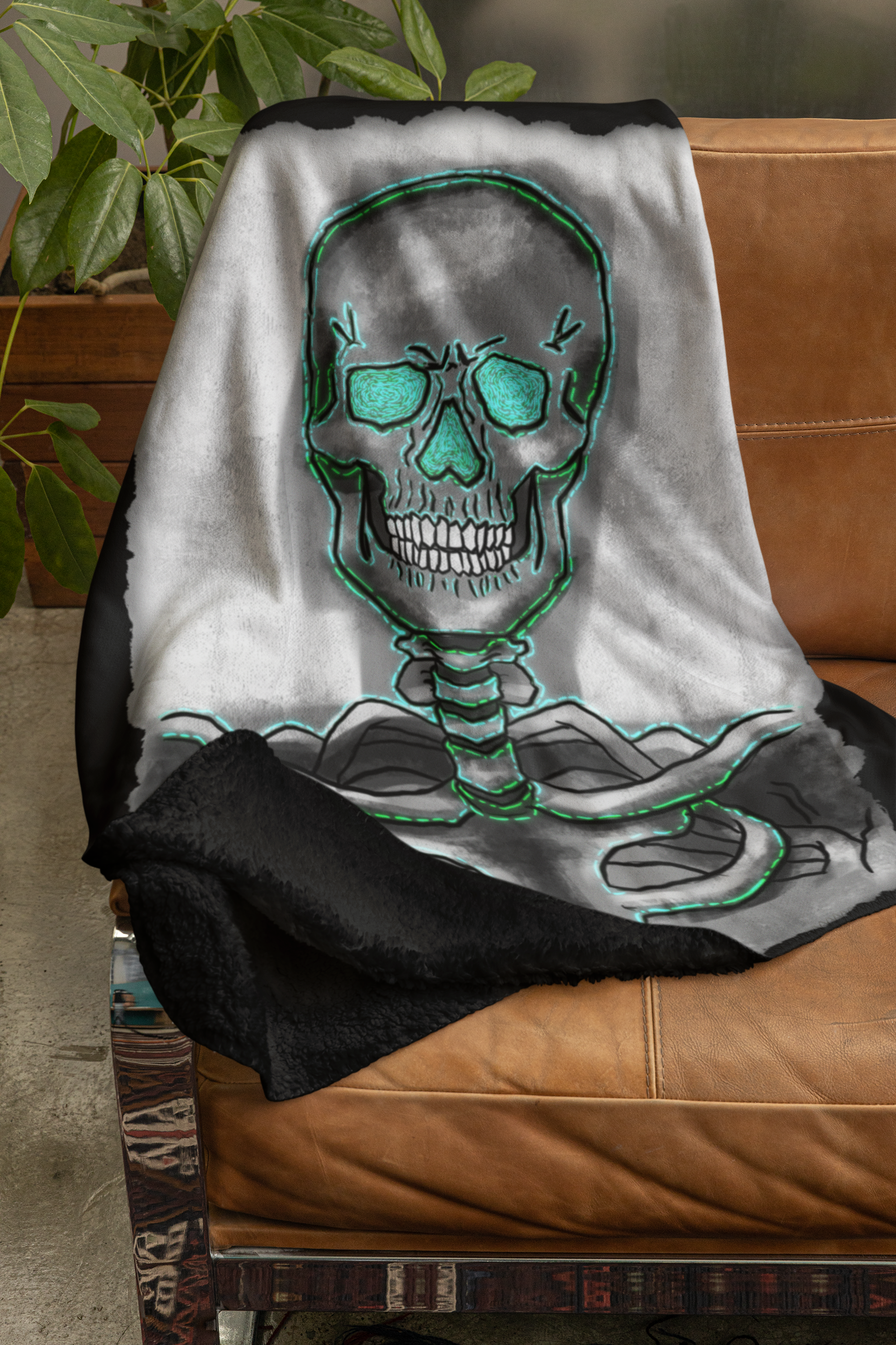 Gespenstische Skelett-Plüschdecke | Weiche Halloween-Decke für Herbst & Wohnzimmer