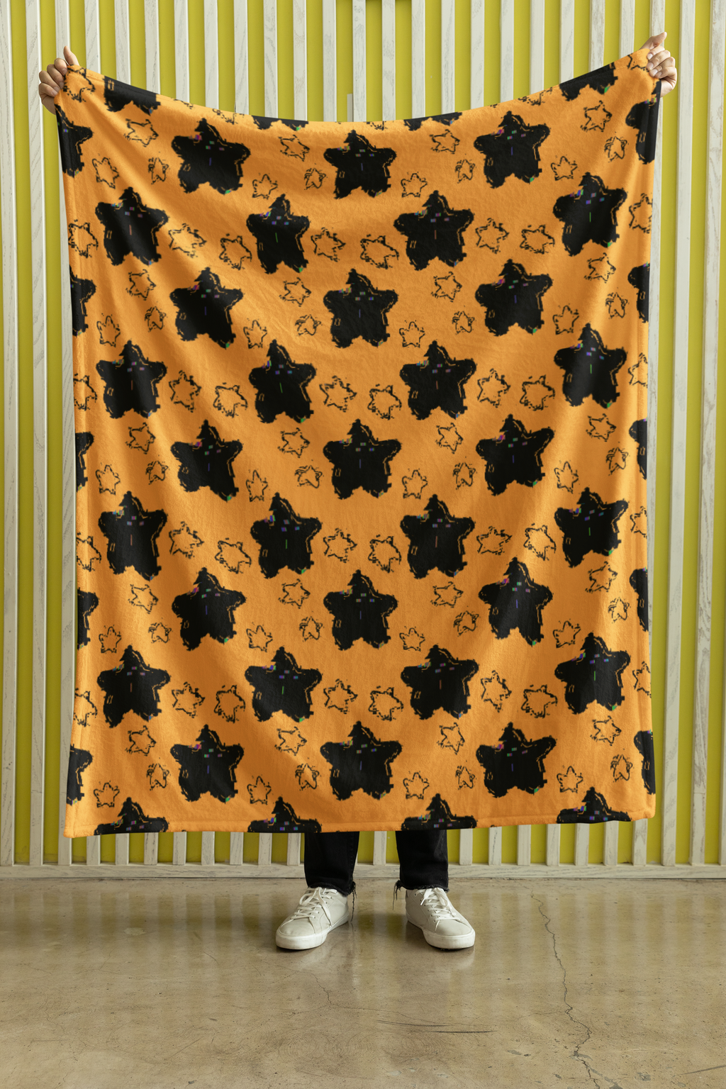 Sternenmuster Plüschdecke – Himmlische Wohndecke für ruhige Abende