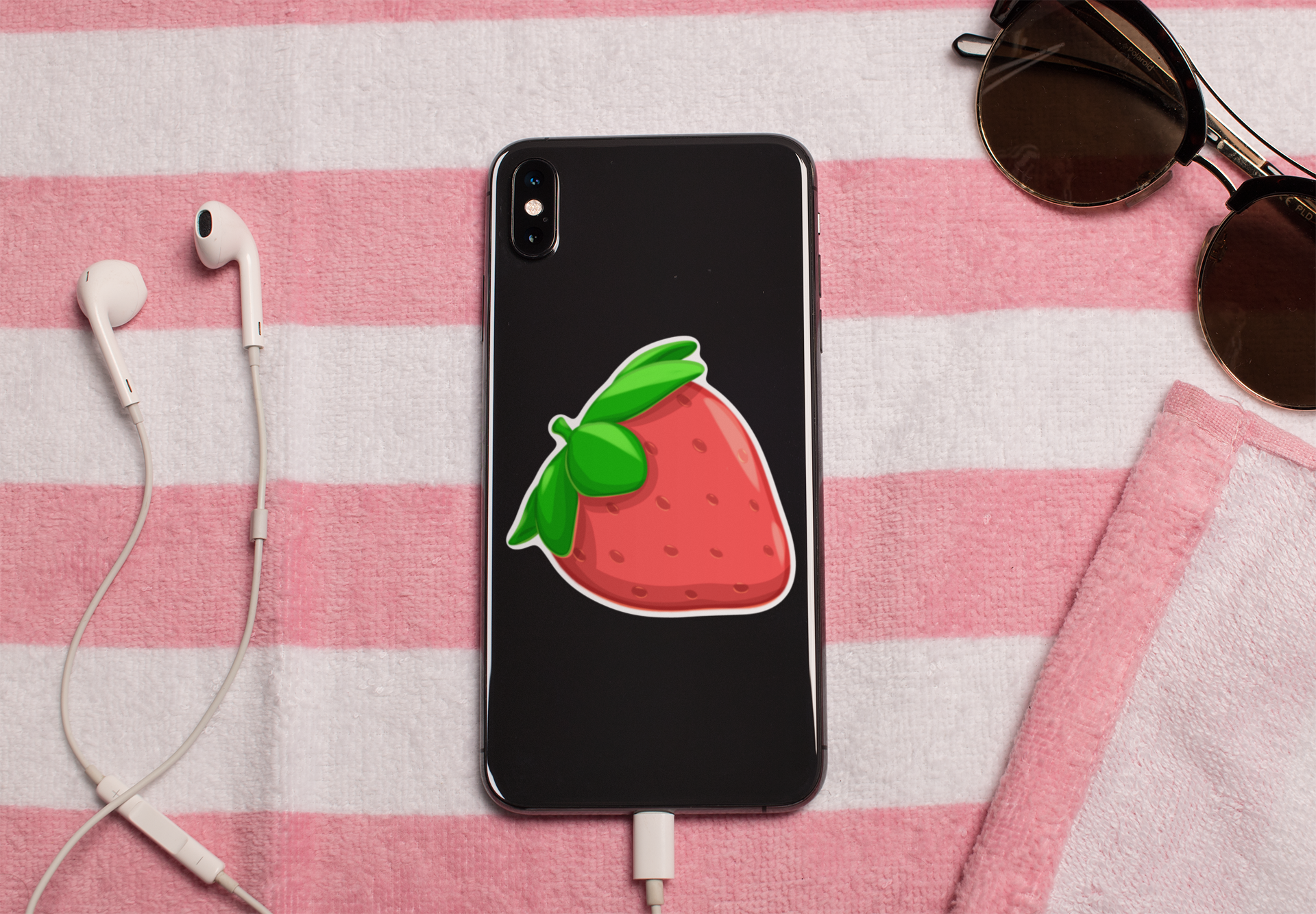 Niedlicher Erdbeer-Aufkleber – Cartoon-Vinylsticker für Kinderbasteleien & Deko