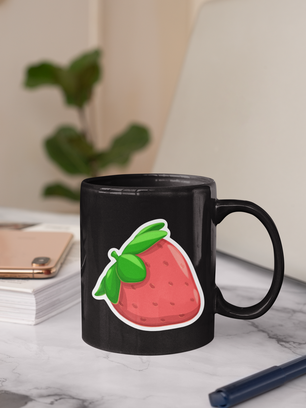 Niedlicher Erdbeer-Aufkleber – Cartoon-Vinylsticker für Kinderbasteleien & Deko