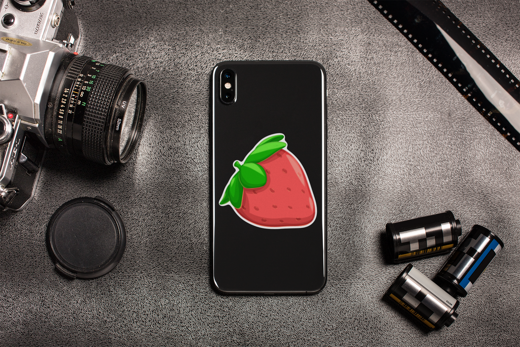 Niedlicher Erdbeer-Aufkleber – Cartoon-Vinylsticker für Kinderbasteleien & Deko