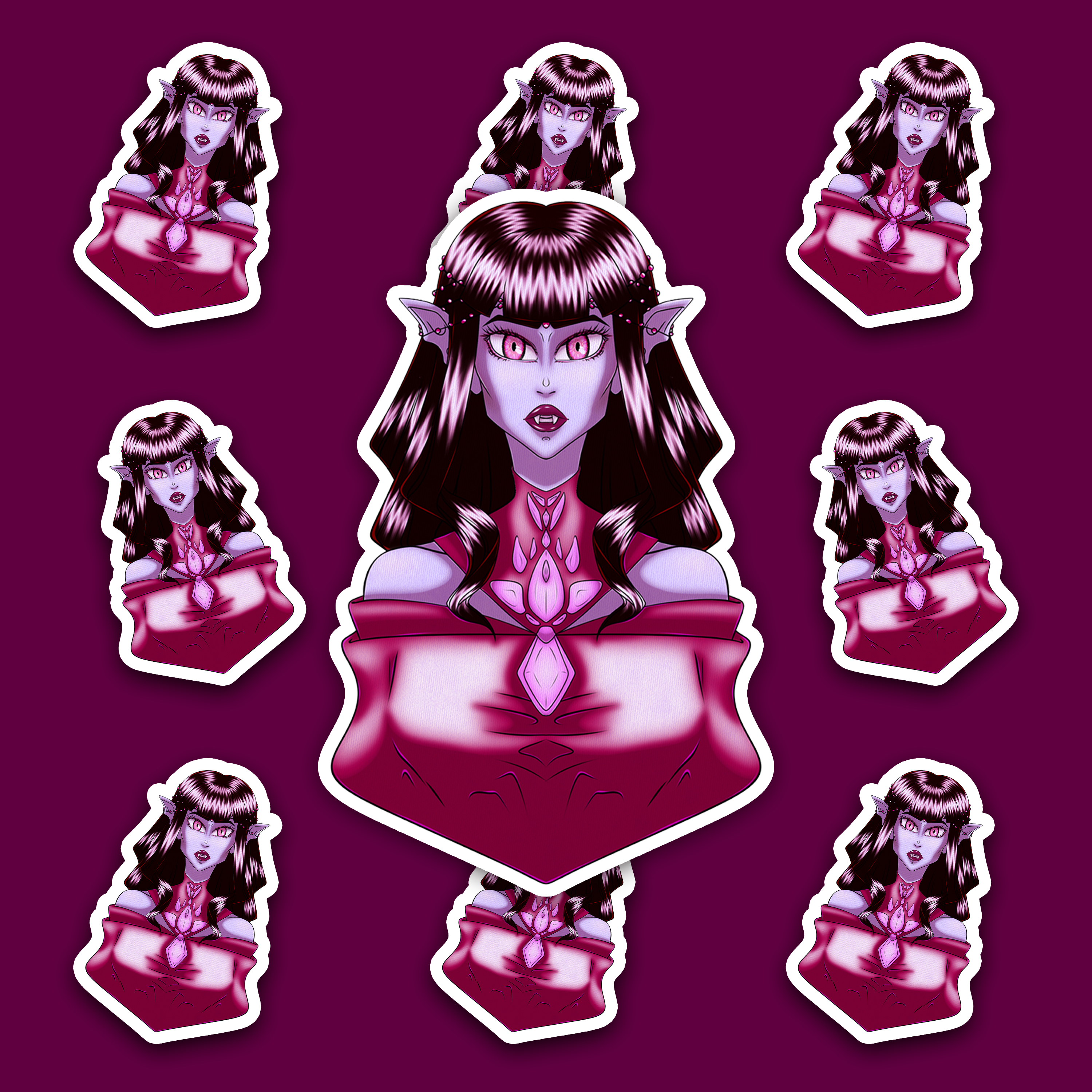 Glamouröser Vampir-Aufkleber – Gothic-Fantasy-Vinylsticker für Laptop, Flasche & Halloween