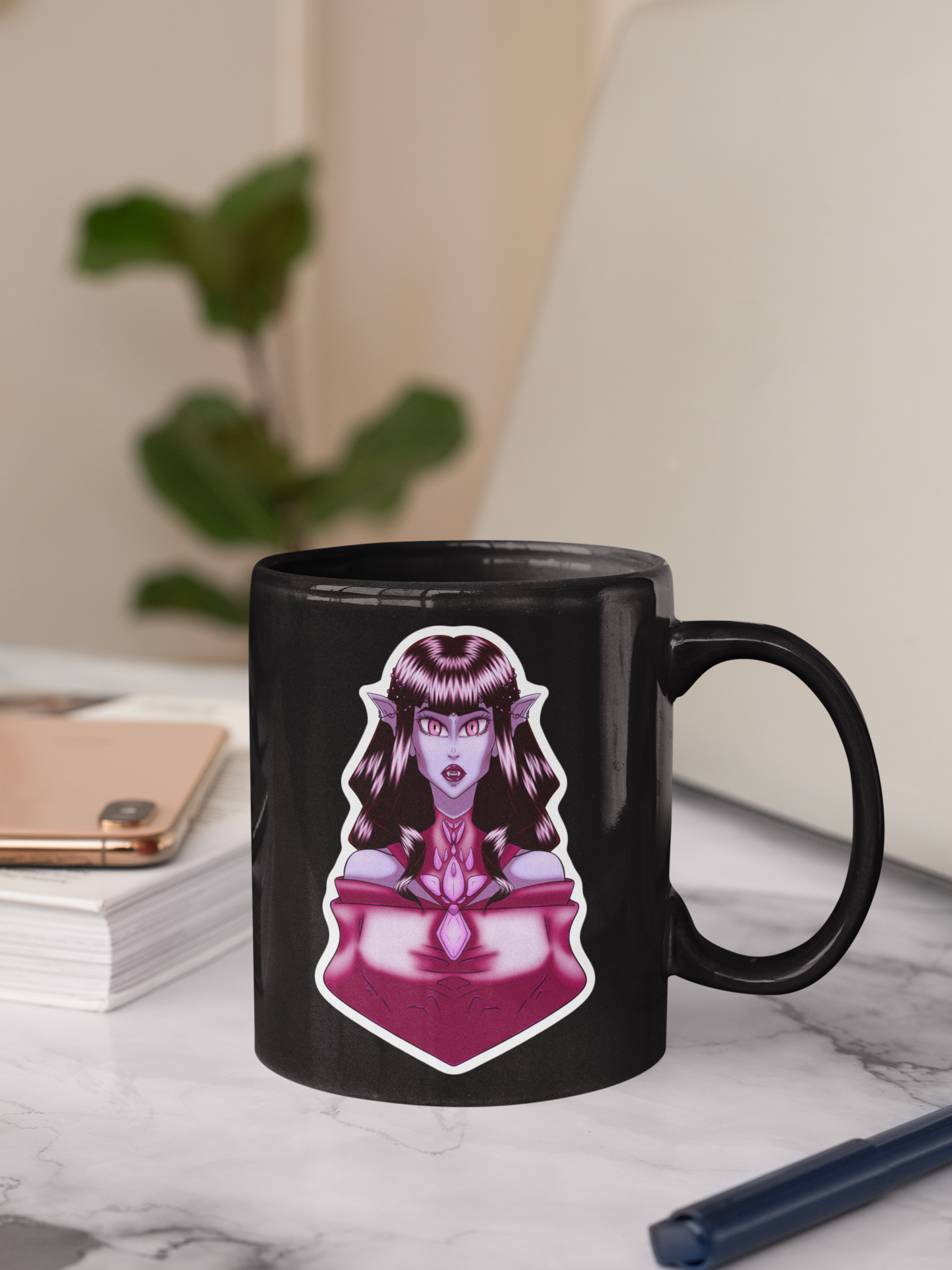 Glamouröser Vampir-Aufkleber – Gothic-Fantasy-Vinylsticker für Laptop, Flasche & Halloween