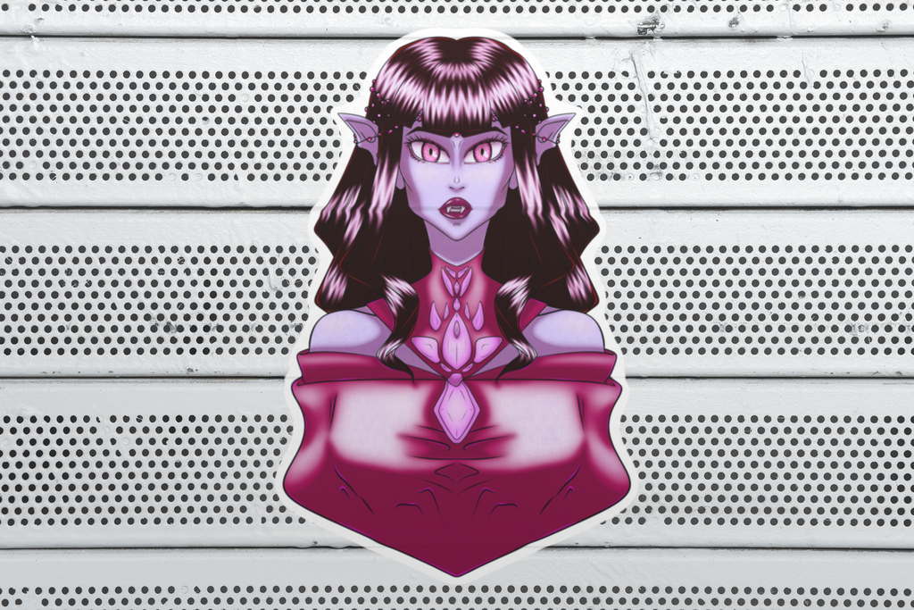 Glamouröser Vampir-Aufkleber – Gothic-Fantasy-Vinylsticker für Laptop, Flasche & Halloween