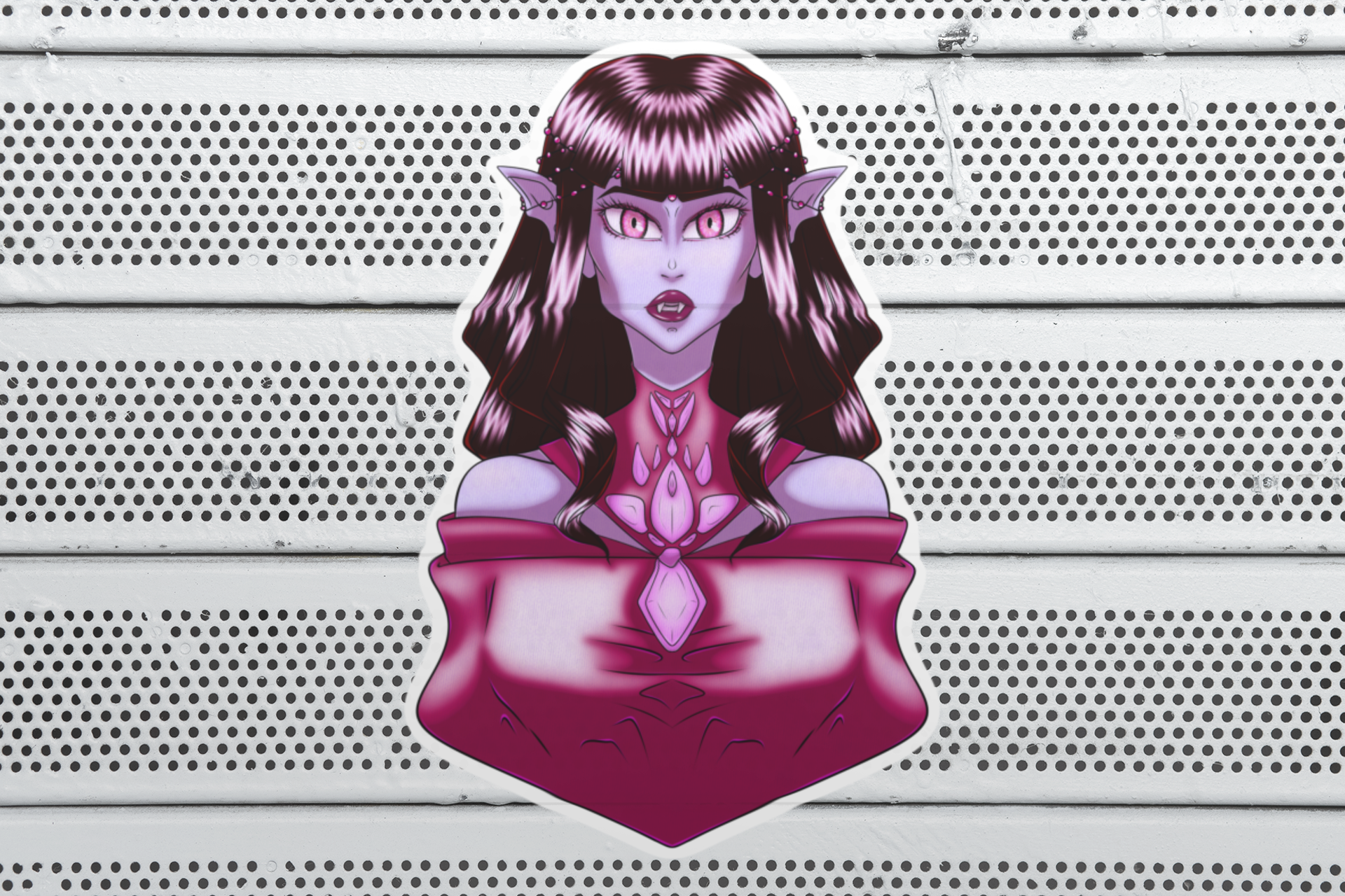 Glamouröser Vampir-Aufkleber – Gothic-Fantasy-Vinylsticker für Laptop, Flasche & Halloween