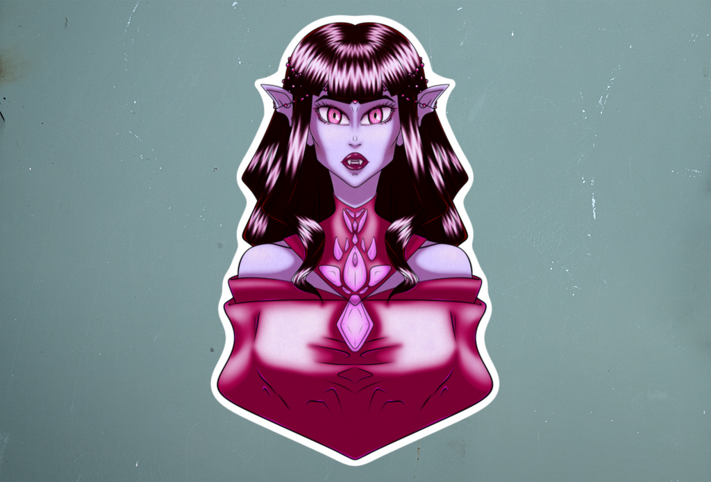 Glamouröser Vampir-Aufkleber – Gothic-Fantasy-Vinylsticker für Laptop, Flasche & Halloween