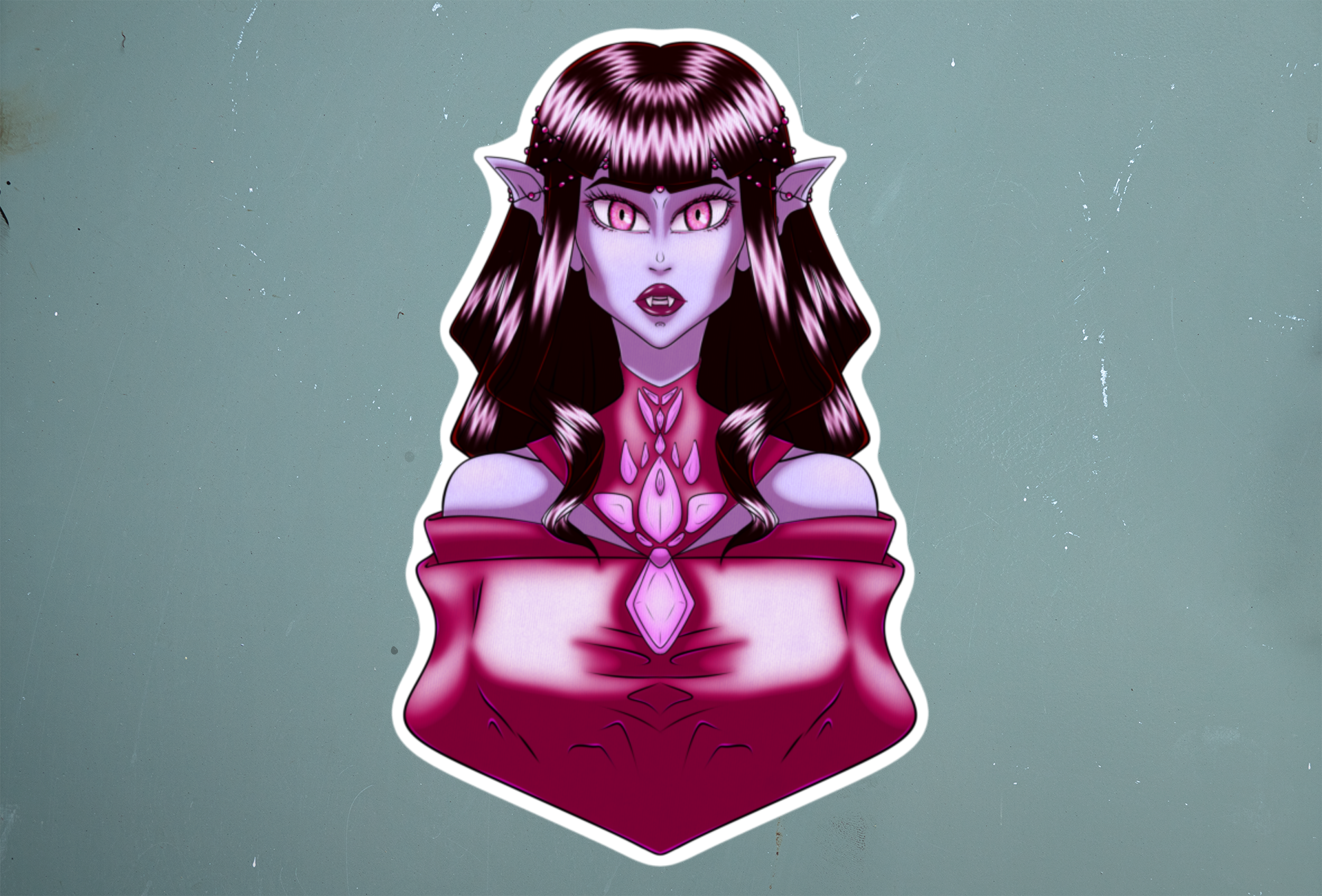 Glamouröser Vampir-Aufkleber – Gothic-Fantasy-Vinylsticker für Laptop, Flasche & Halloween