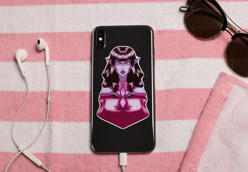 Glamouröser Vampir-Aufkleber – Gothic-Fantasy-Vinylsticker für Laptop, Flasche & Halloween