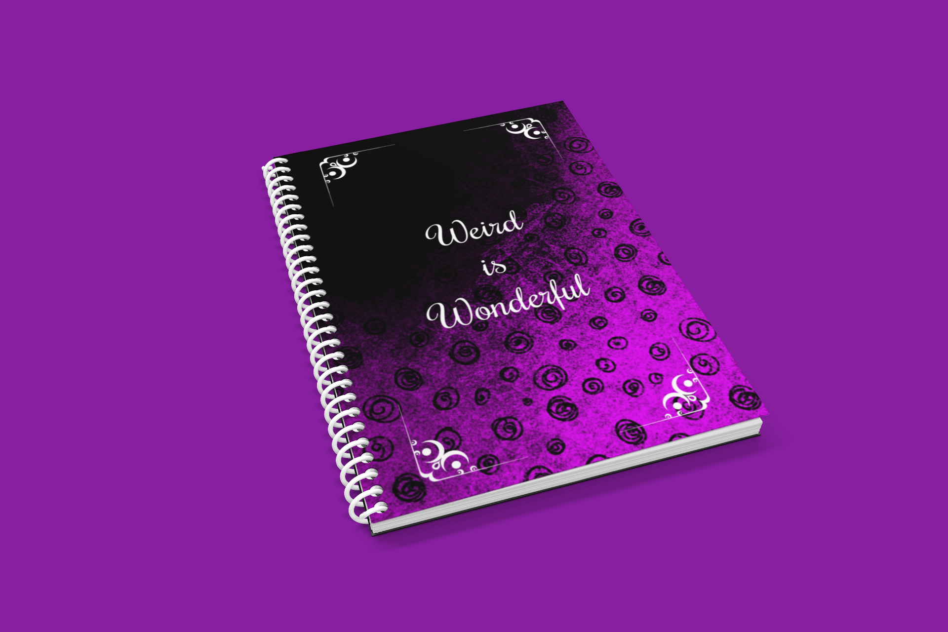 „Weird is Wonderful“ – Gothisches Notizbuch in Lila & Schwarz | Alternatives Journal für Schreiben, Skizzen & Alltag