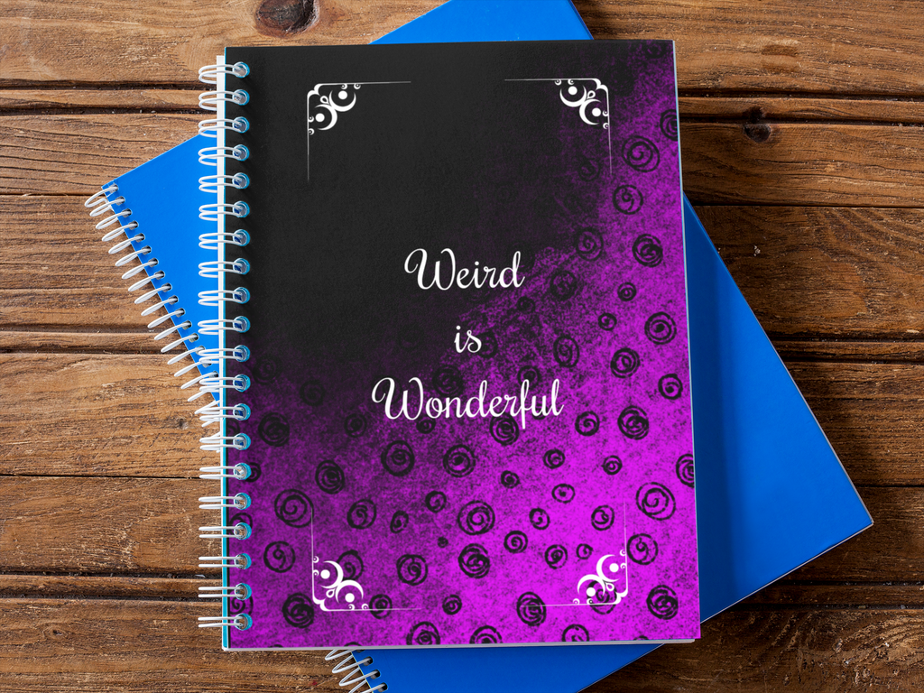 „Weird is Wonderful“ – Gothisches Notizbuch in Lila & Schwarz | Alternatives Journal für Schreiben, Skizzen & Alltag