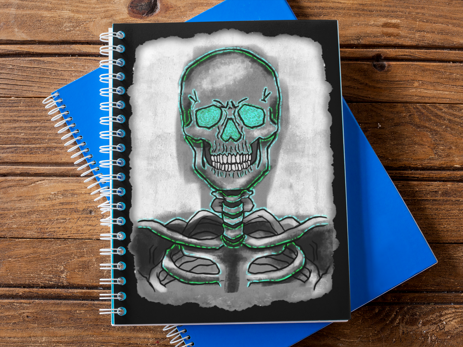 "Skelett-Notizbuch mit Spiralbindung – Dunkles Gothic-Journal für Studierende, Skizzen & Halloween-Geschenke"