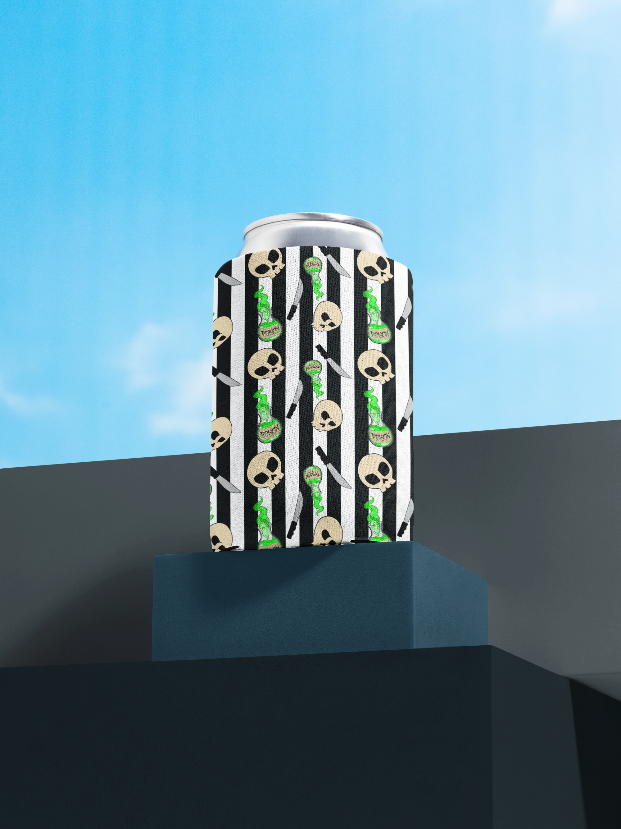 „Skull & Poison Stubby Kühler – Gotischer Dosenkühler für Partys, Grillabende & Halloween“