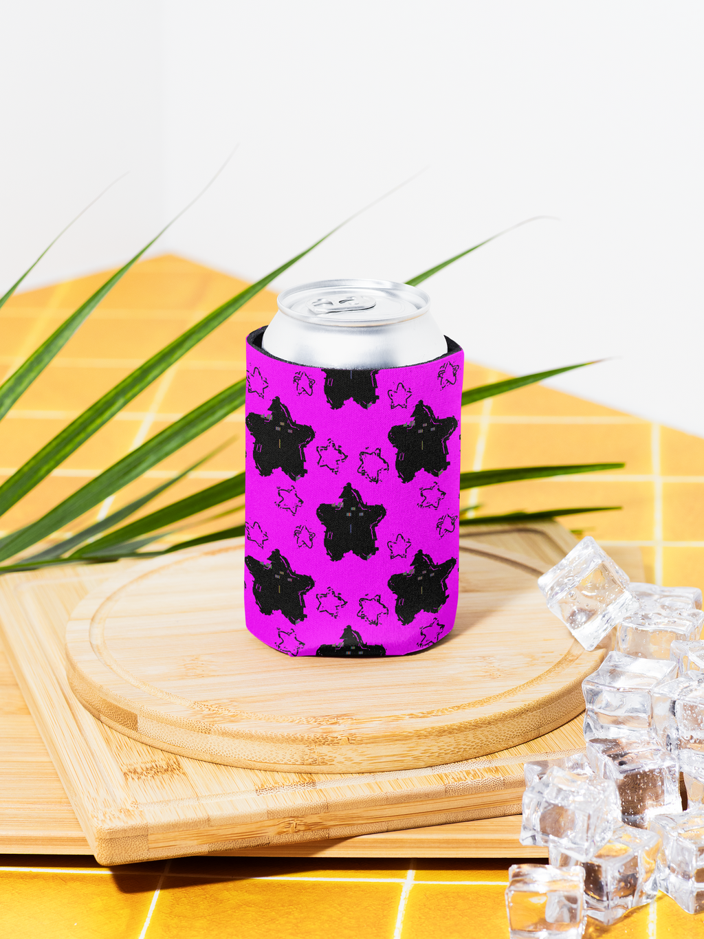 „Schwarz-Pink Sternenhimmel Stubby Cooler – Ästhetischer Neopren-Getränkehalter (Leicht & Stylisch)”