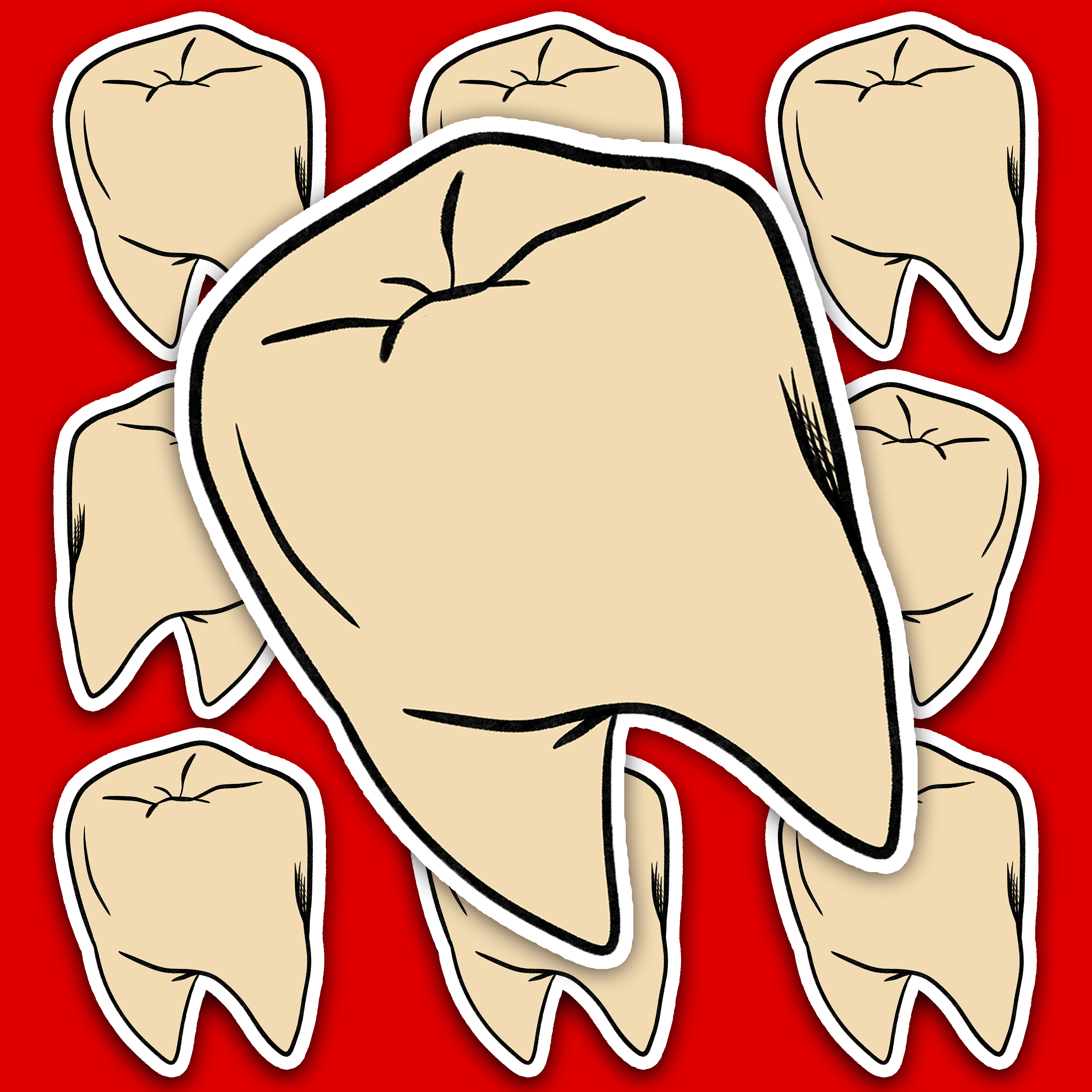 „Grotesker Zahn-Aufkleber – Gotischer Vinyl-Sticker für Laptop, Flaschen & Journale (Wetterfest, Matt)”