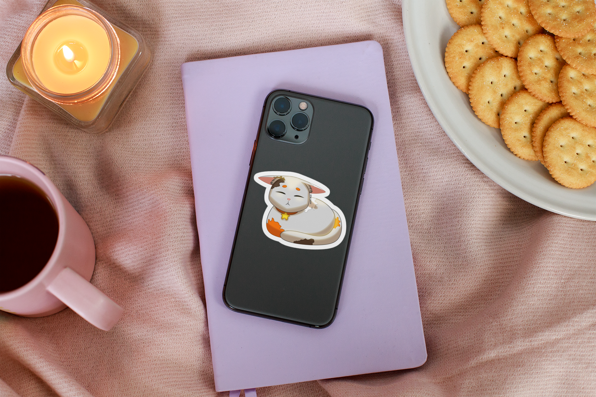 Süße Kiss-Cut Calico Kitty VInyl-Sticker