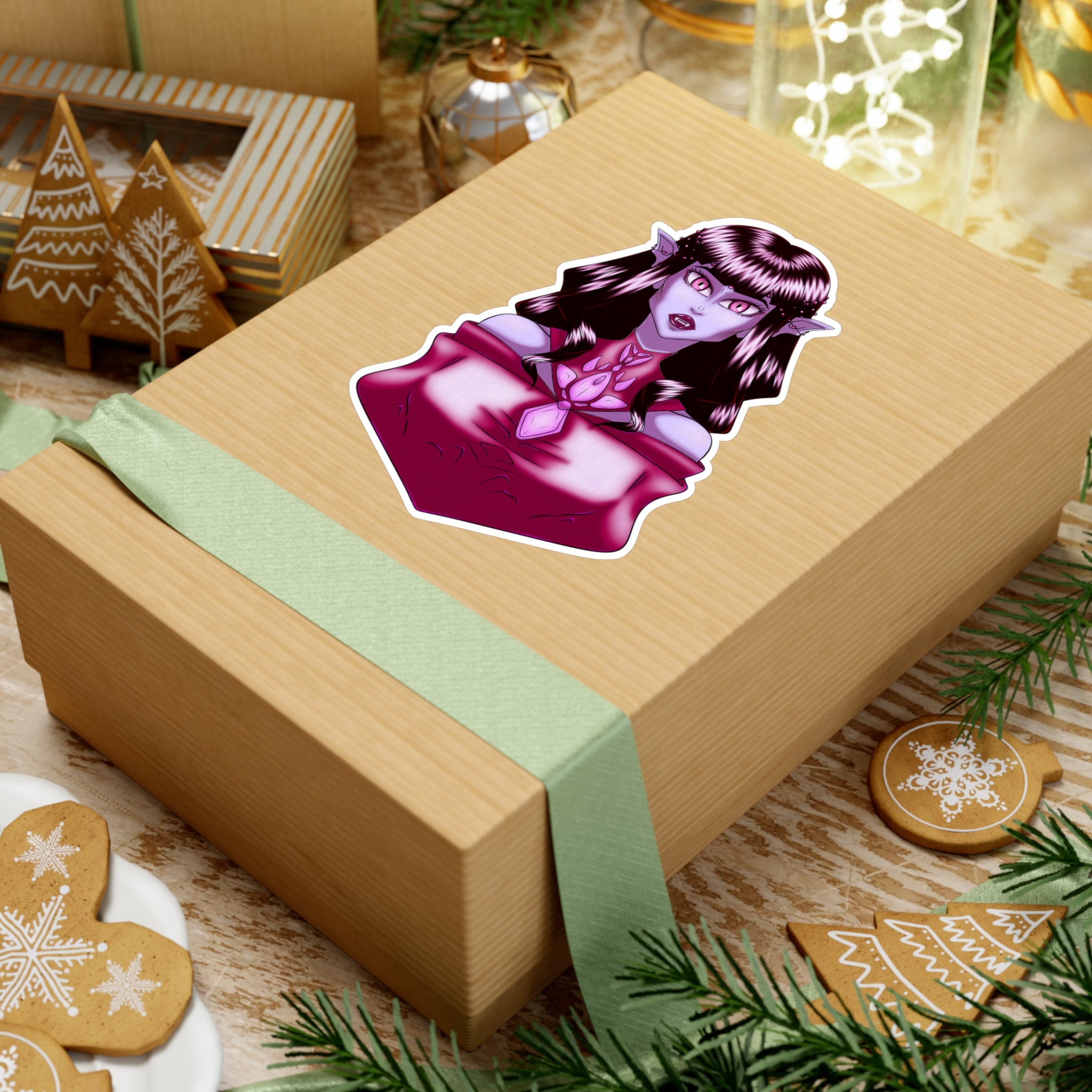 Glamouröser Vampir-Aufkleber – Gothic-Fantasy-Vinylsticker für Laptop, Flasche & Halloween