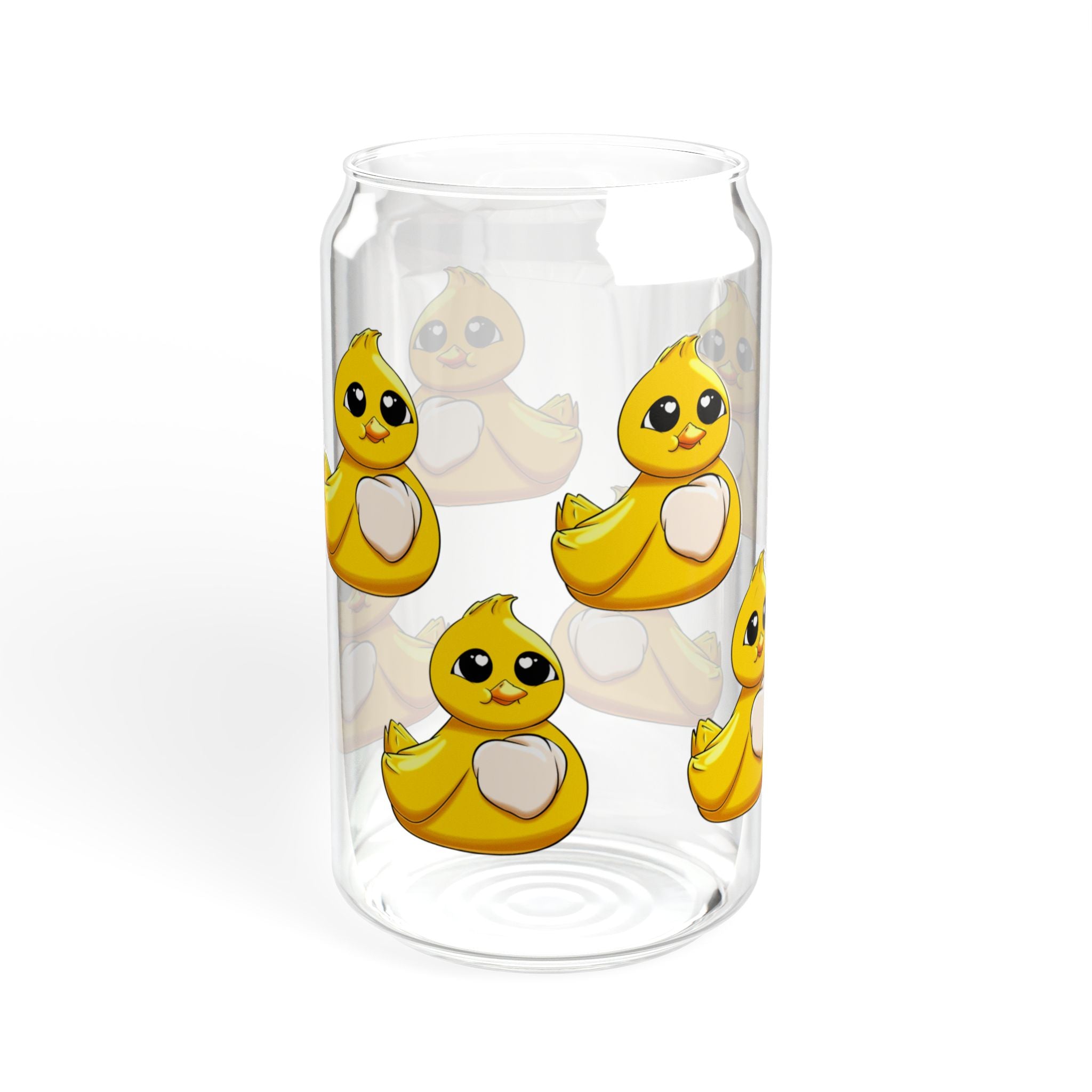 Cute Duck Decorated Sipper Glass, 16oz Water Bottle, Fun Drinkware for Kids, Summer Parties, Unique Gift Idea, Eco-Friendly Straw