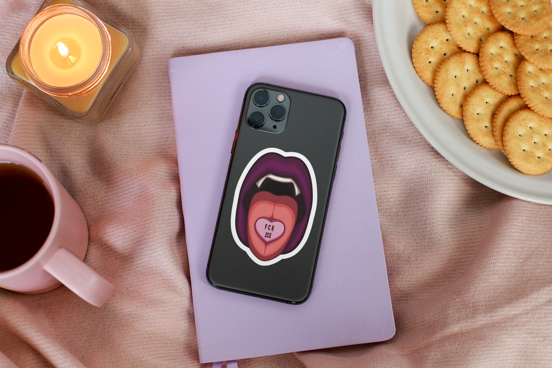 Vampire Lips Aufkleber – 'FCK ICE' Herz Candy Vinyl Kiss-Cut Aufkleber