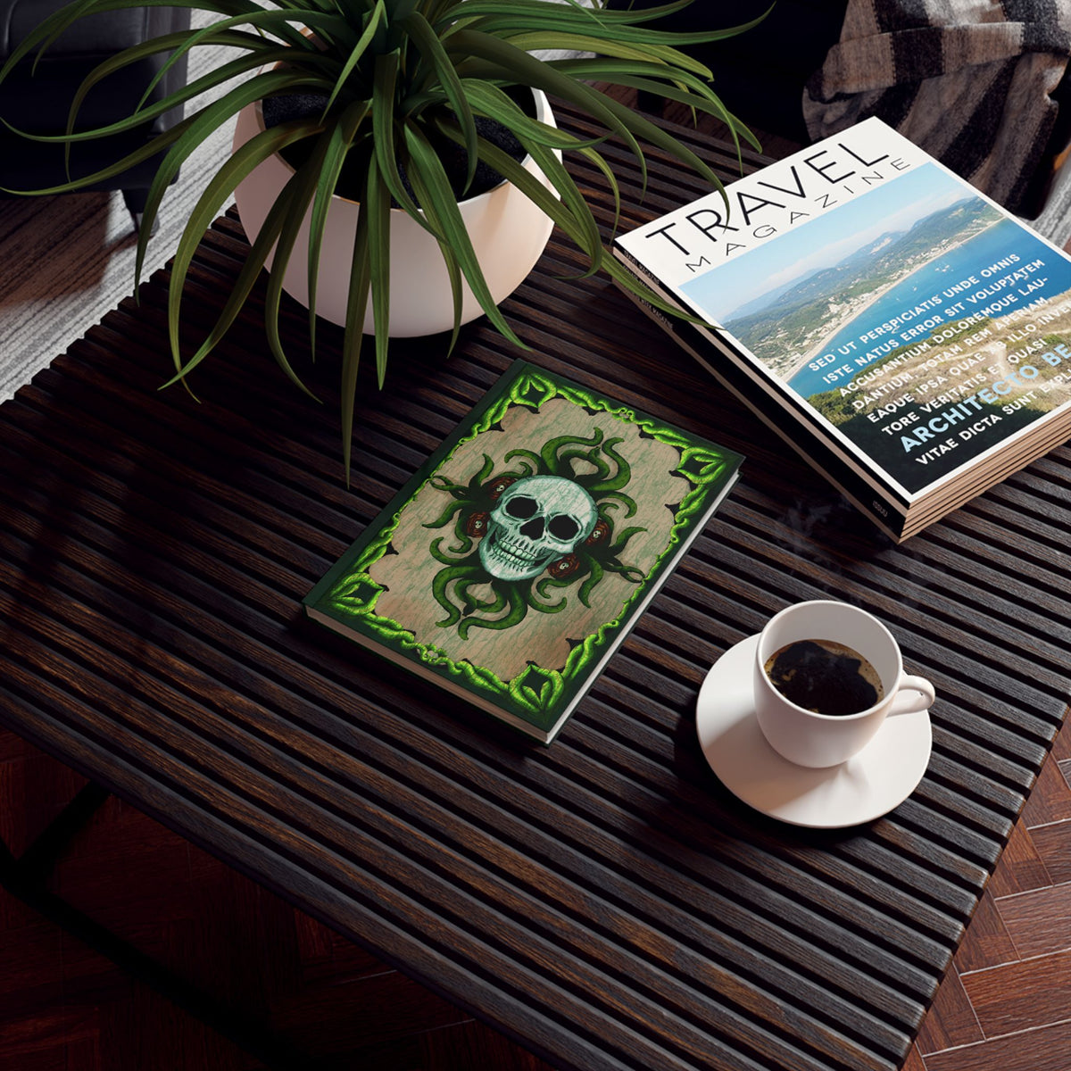 Grünes Horror-Skull Hardcover Journal – Raum für dunkle Neugier