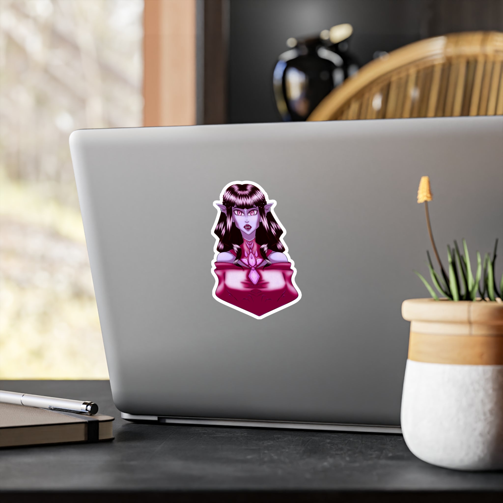 Glamouröser Vampir-Aufkleber – Gothic-Fantasy-Vinylsticker für Laptop, Flasche & Halloween