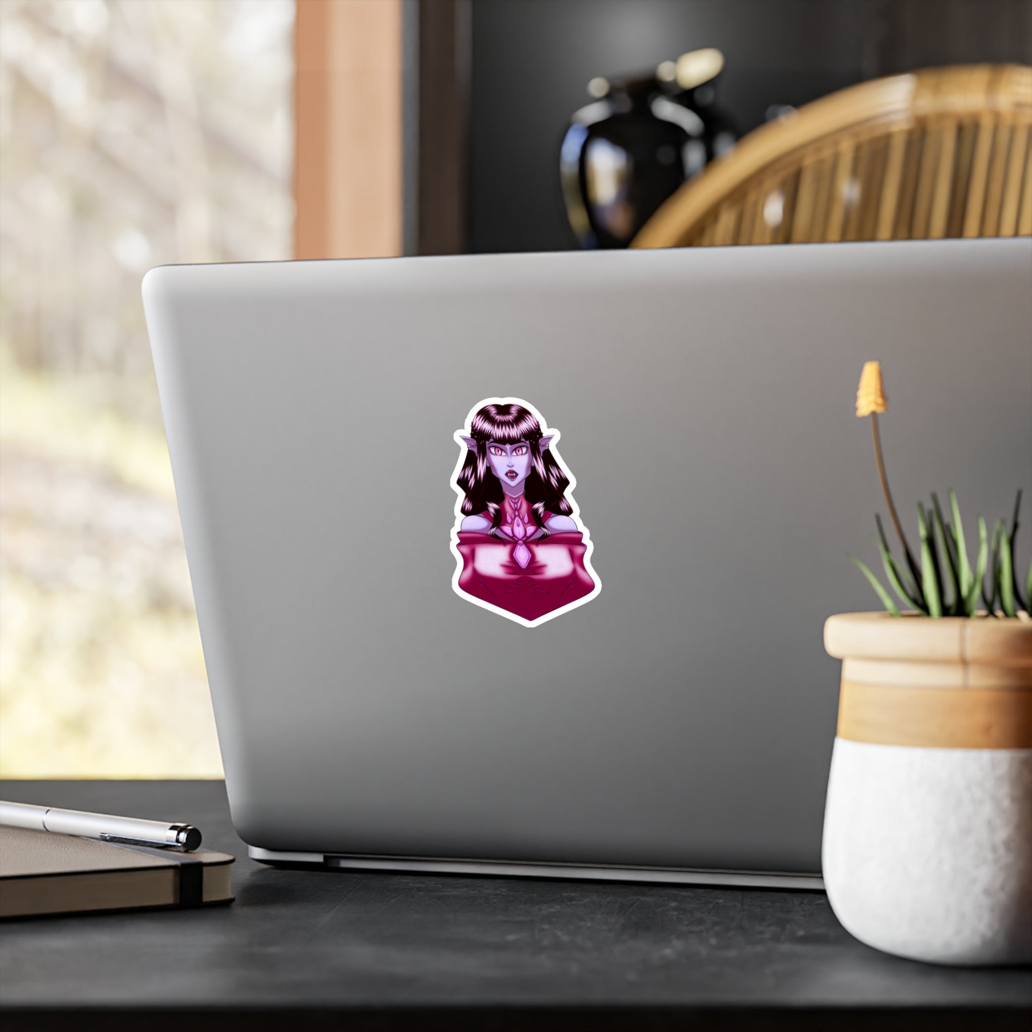 Glamouröser Vampir-Aufkleber – Gothic-Fantasy-Vinylsticker für Laptop, Flasche & Halloween