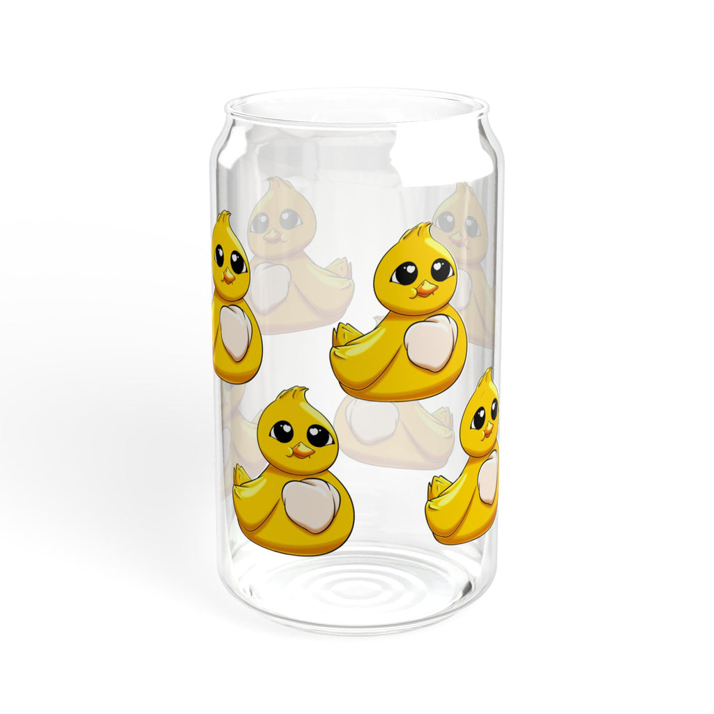 Cute Duck Decorated Sipper Glass, 16oz Water Bottle, Fun Drinkware for Kids, Summer Parties, Unique Gift Idea, Eco-Friendly Straw