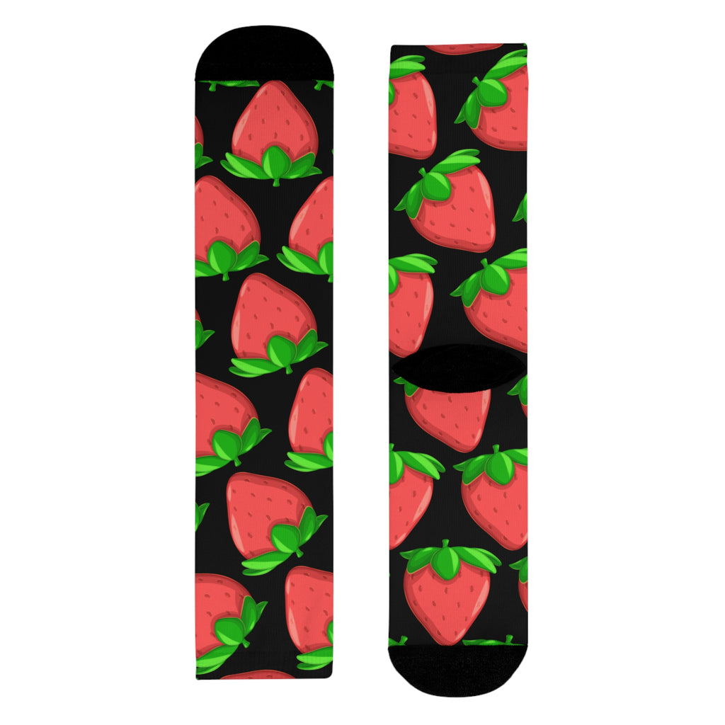 Whimsical Strawberry Crew Socks - Fun Gift for Food Lovers, Summer BBQ, Gardening, Cozy Homewear, Unique Stocking Stuffers