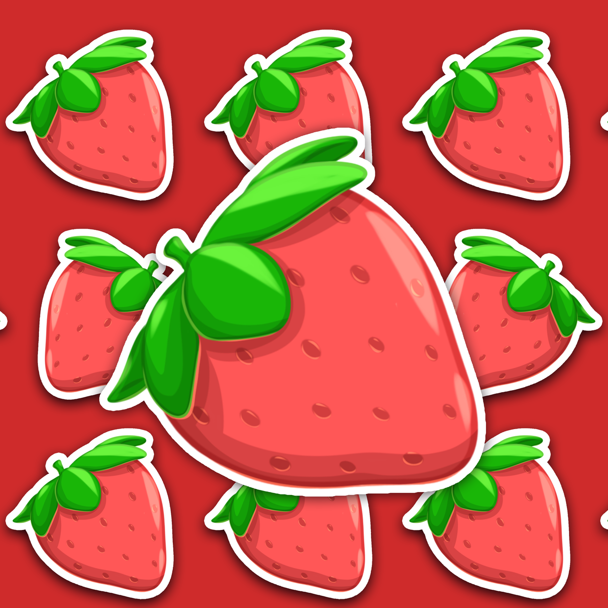 Cute red strawberry glossy art sticker by Cerebroscope Studio
