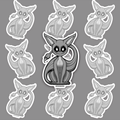 Grey demon familiar with large pointed ears, dark eyes, sharp teeth, a long curled tail and three pairs of hind legs.