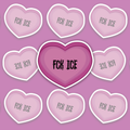 Pink conversation-heart style candy with distressed black text reading FCK ICE.
