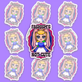 Pastel fantasy character framed by pink, purple and blue Bisexual Pride colors with the words Fascism’s Not Cute.