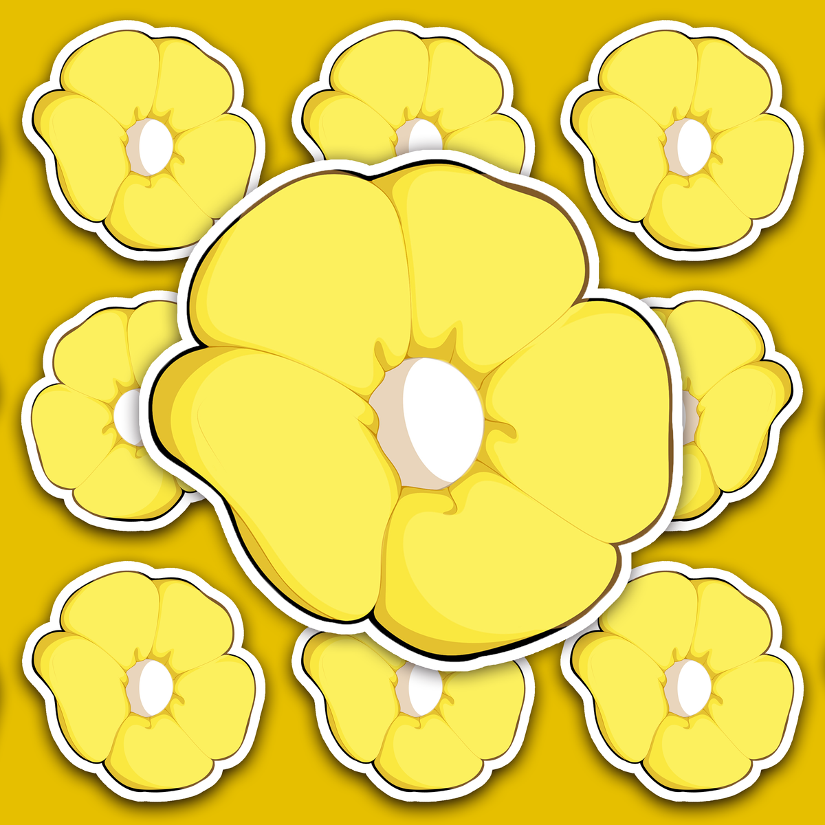 Pastel yellow flower with five rounded petals and a pale central opening.