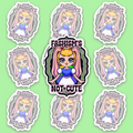 Agender Pride character sticker with Fascism’s Not Cute text
